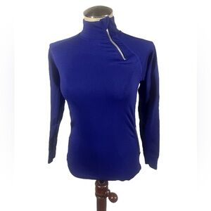 Yelete Vibrant Blue Long Sleeve Top Asymmetrical Zipper Size S/M